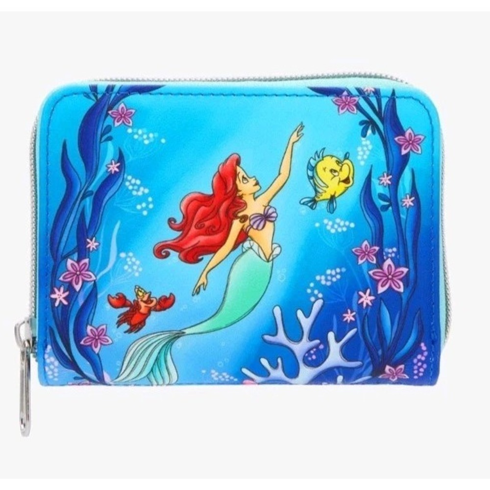 NEW Loungefly Disney The Little‎ Mermaid Ariel And Flounder Sealife Zip Wallet!